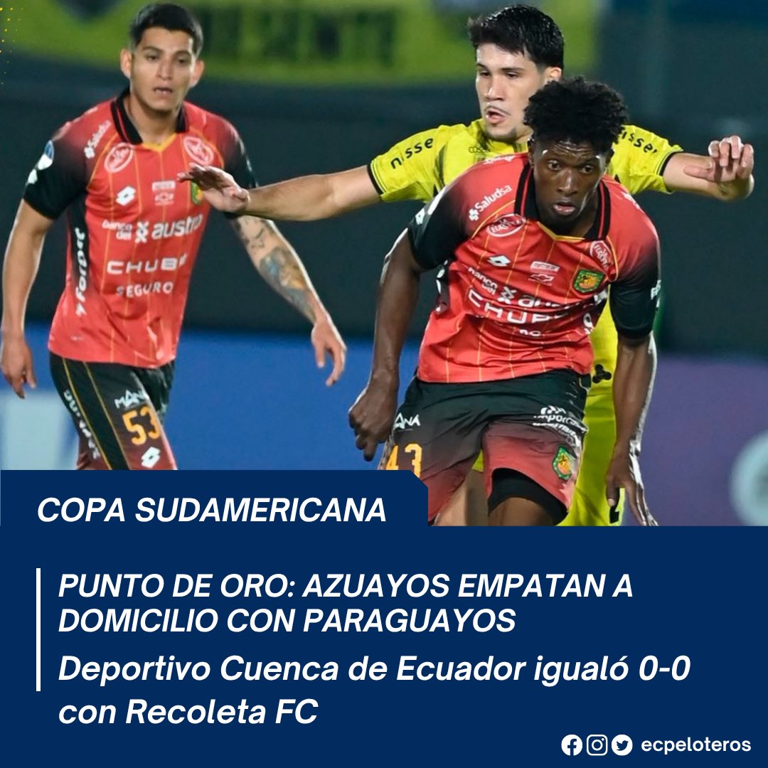 #DCuenca 🇪🇨 rescató un punto en su visita a suelo guaraní con #RecoletaFC (0-0) cerrando la tercera jornada del Grupo D de #Sudamericana