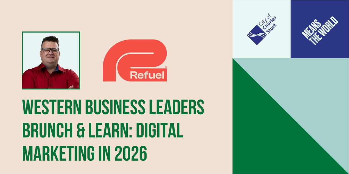 RefuelDigital's tweet photo. Western Adelaide business owners, this one's for you! 👋 We’re teaming up with the City of Charles Sturt to help you cut through the noise of modern marketing.

📅 Wednesday, 20 May
⏰ 11:00 AM - 1:00 PM
📍 Jarmer’s Kitchen, Bowden

Reserve your spot. 🎟️👇
https://t.co/c3OWCFlFDN https://t.co/qaq0L6LfE4