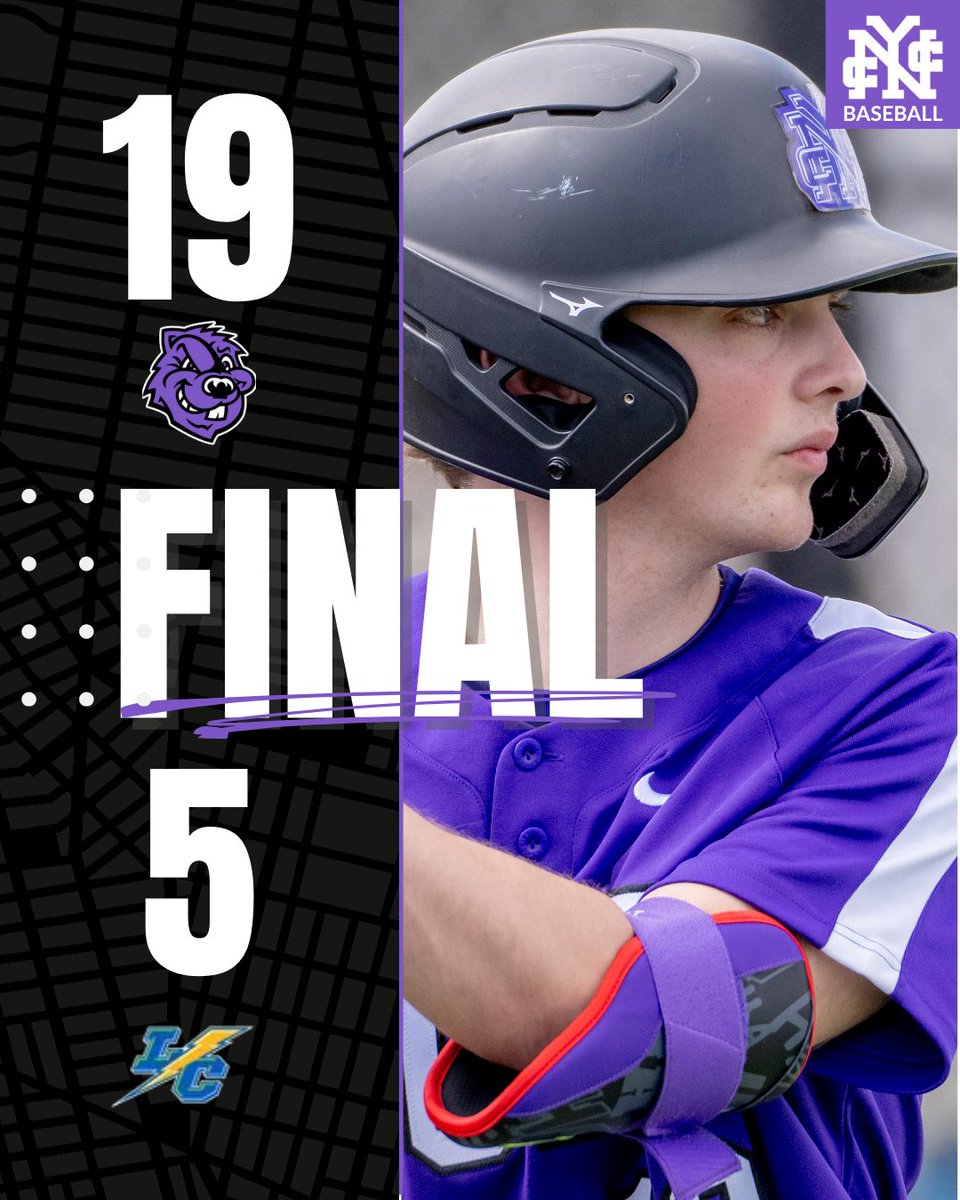 CCNYSports's tweet photo. FINAL: CCNY 19, Lehman 5
CCNY sweeps the season series in @CUNYAC play with a 19-run explosion 💥
🔥 Roser: 4-for-5, 6 RBI
💣 5 HR as a team
⚡ 11 runs in final 2 innings
🎯 Rank: CG, 9 K
#GoBeavers🟣⚫️ | #PrideoftheCity https://t.co/Wsec36FZ9g