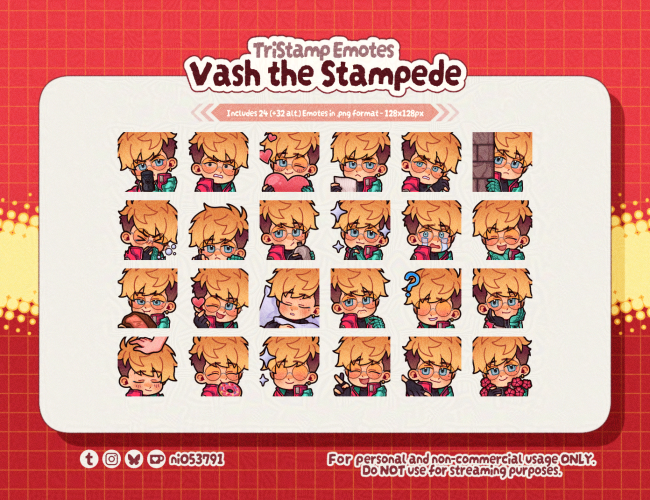 ni053791's tweet photo. [PWYW | Trigun Emotes]

5 am, let's post more old emote packs out of order!
#trigun #trigunstampede #tristamp

━━ L𝔦nk below: https://t.co/n3mK003sDT