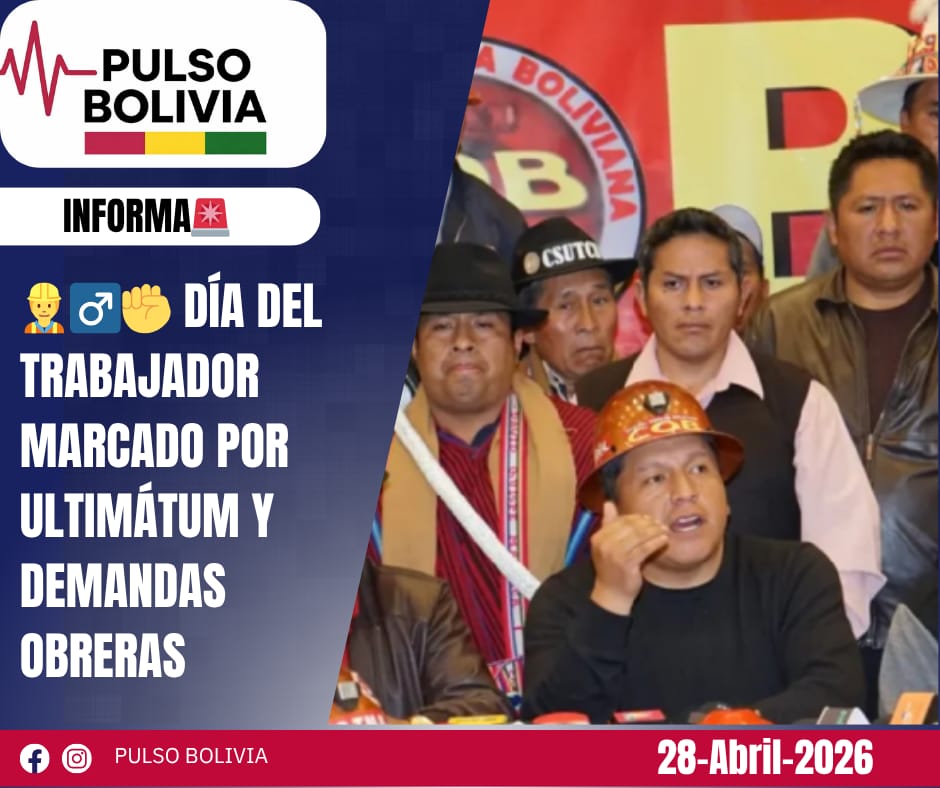 Bo5989717pulso's tweet image. 🚨📢 COB dará ultimátum este 1 de mayo
Rechazo a más del 80% de su pliego desata tensión con el Gobierno. 👷‍♂️✊
#COB #Ultimátum #1DeMayo #Bolivia #Conflicto #Noticias
