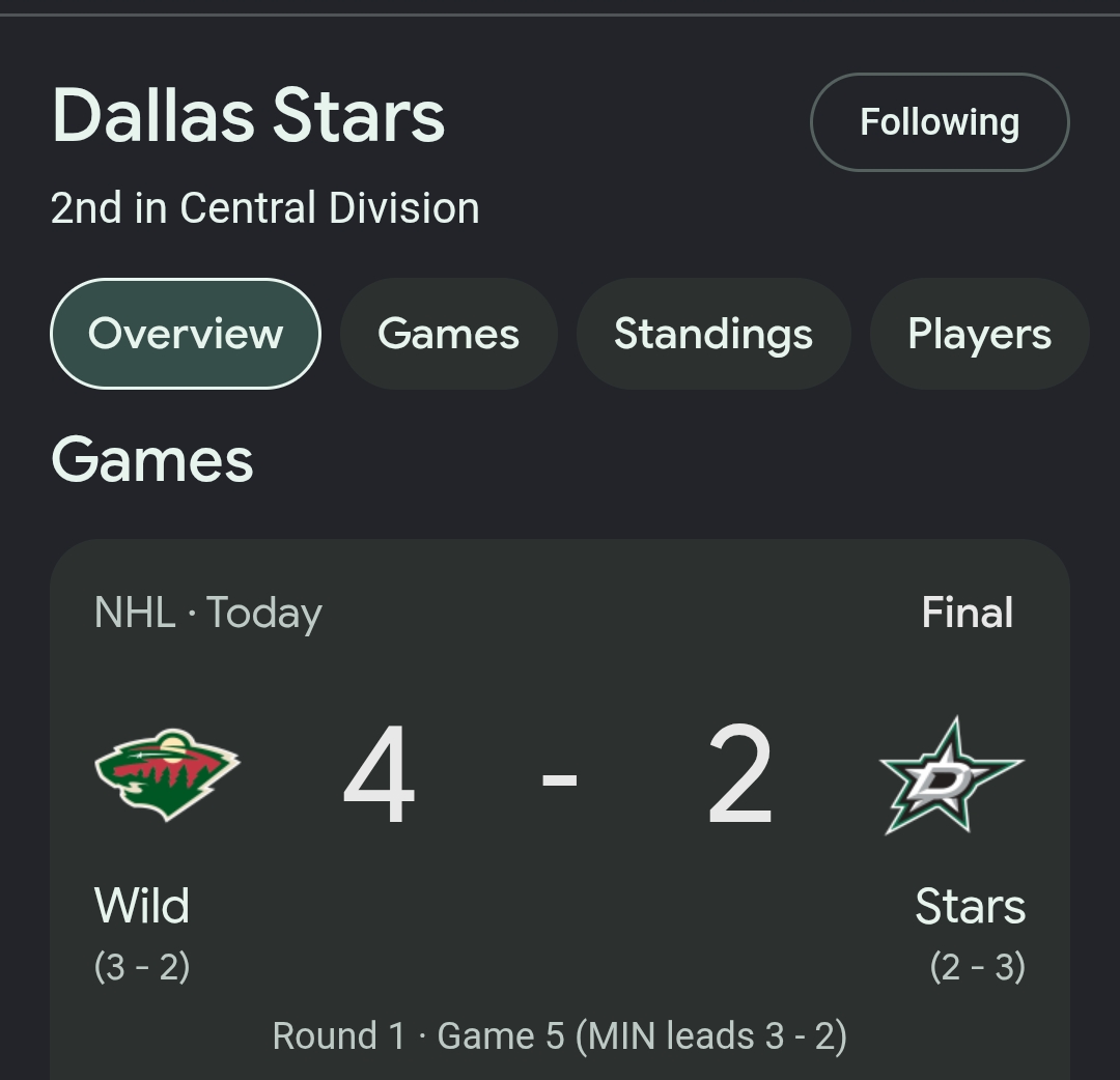 AverageMare15's tweet photo. Can't help but wonder is this foreshadowing the end? #dallasstars https://t.co/0t6yvbCfvZ