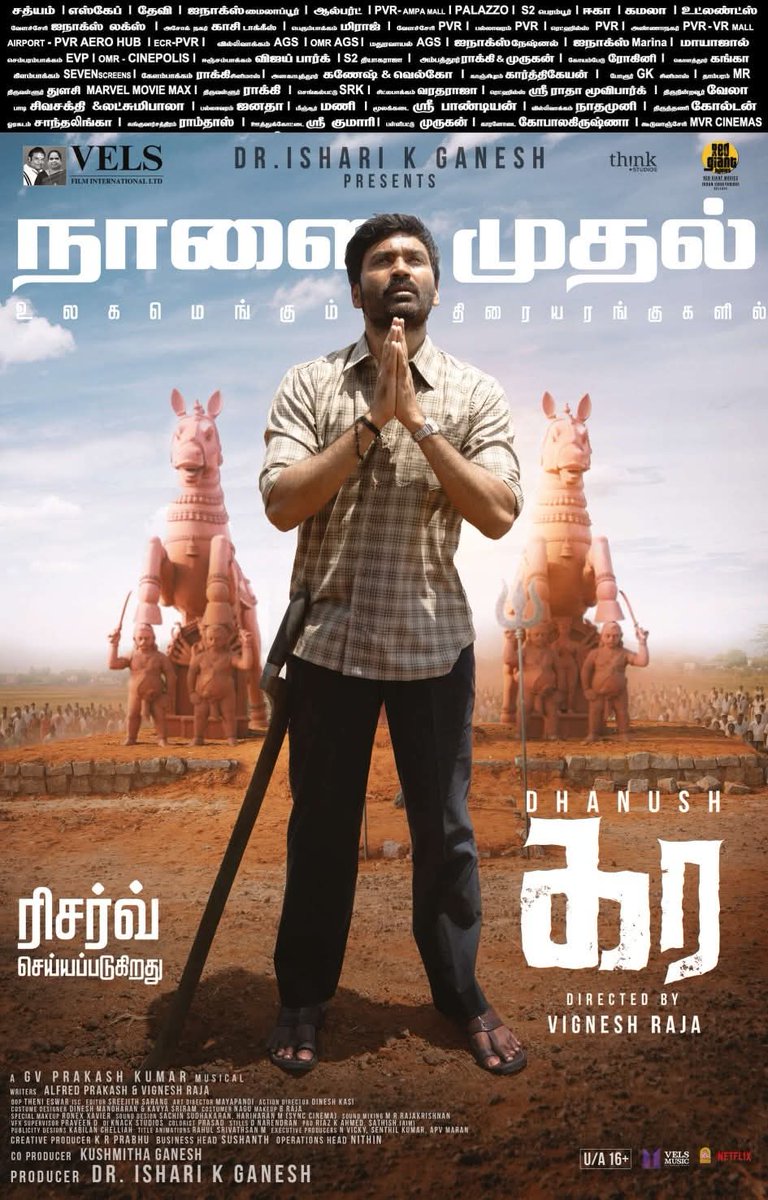 ramcinepro's tweet photo. #Kara From Tomorrow in cinemas.

Bookings Open Now

Directed by @vigneshraja89
Produced by @IshariKGanesh
A @gvprakash musical 🥁

@dhanushkraja @VelsFilmIntl @velsmusicintl @kushmithaganesh @ThinkStudiosInd #AAFilms @alfredprakash17 @thenieswar @ksravikumardir

#கர #కర #करा https://t.co/FyVYzN1vtI