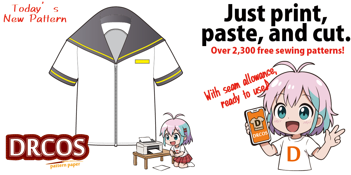 drcos_com's tweet image. ✨ Today’s English Paper Pattern! ✨

🖤 Sailor Collar Blouse

A blouse with a classic sailor collar.
Easy to sew and great for many styles.
🔗 dr-cos.info/fp-sailorcolla…

#SewingPattern #CosplaySewing #DIYFashion #DRCOS