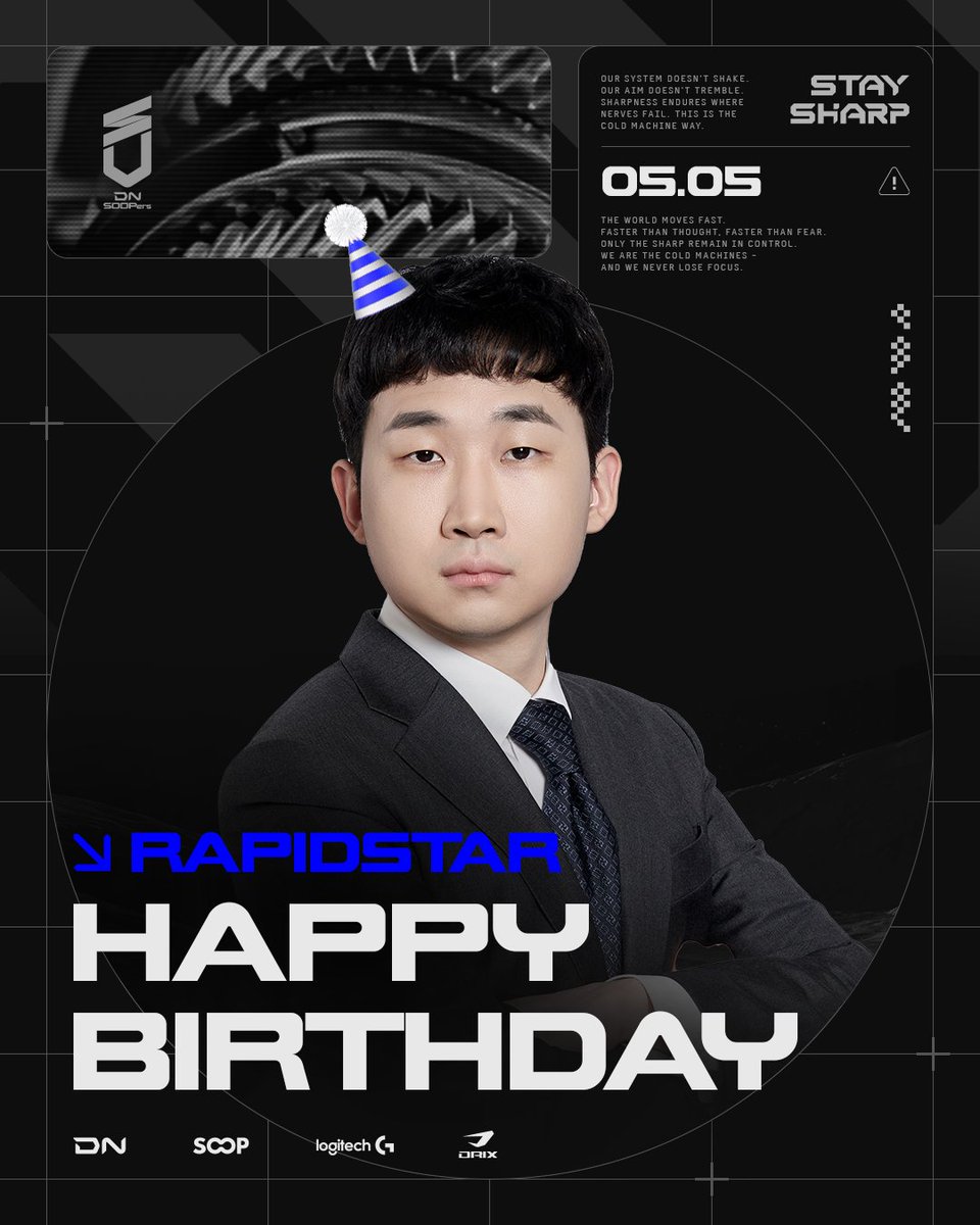 SOOPers_LoL's tweet photo. 오늘은 DN 수퍼스 LoL팀의 RapidStar 정민성 감독님의 생일입니다!
RapidStar 정민성 감독님의 생일을 진심으로 축하드립니다 🎉🎁

#STAYSHARP #DNS #DNSWIN https://t.co/QDQIVL8EVv