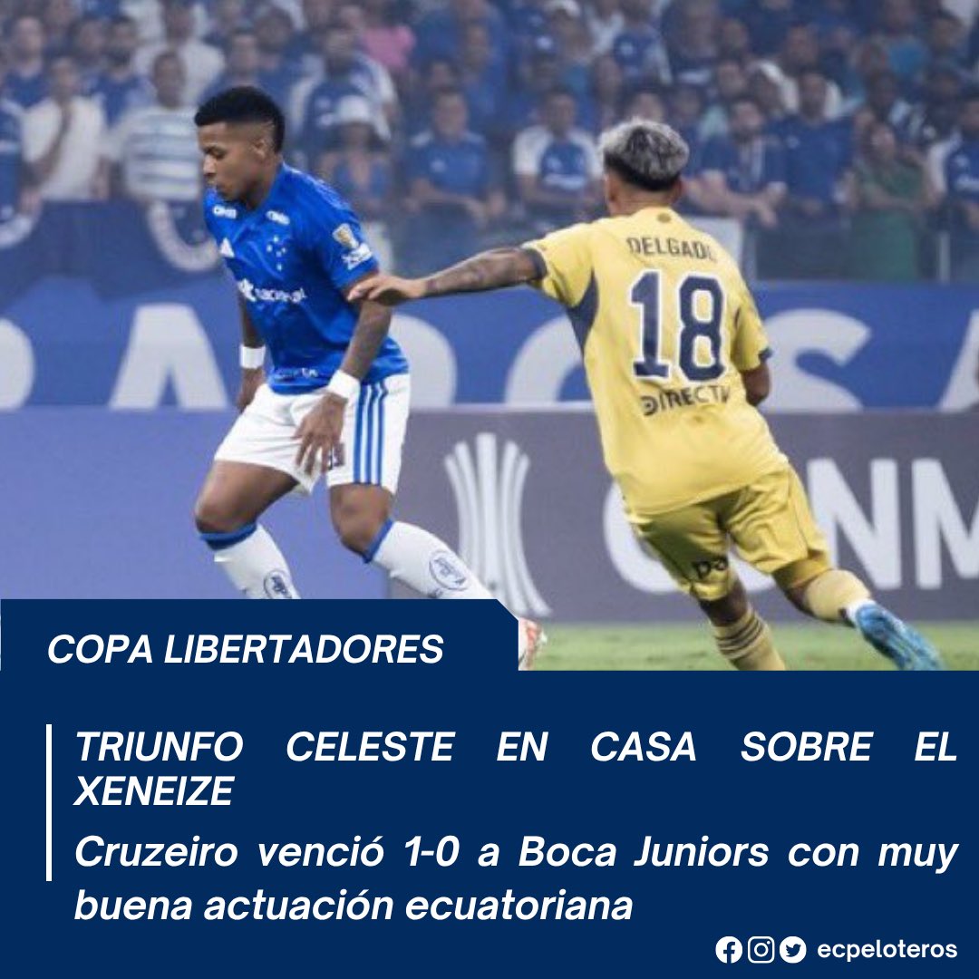¡ATENTO BSC! 👀

Con destacada actuación del futbolista tricolor 🇪🇨 Keny Arroyo, #Cruzeiro derrotó (1-0) a #BocaJuniors, próximo rival de los toreros en el Grupo D de la #Libertadores 

‘Cheché’ fue titular y salió al 74’.

🟥 Adam Bareiro (45’).

⚽️ Néiser Villarreal (82’).