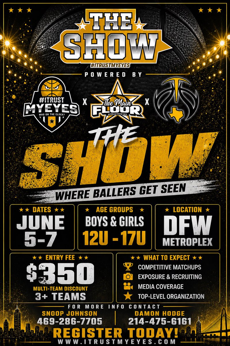 SJBasketball14's tweet image. #TheShow
Use the link below and get signed up. Don’t wait til the week of the event, you may not get in.#ITrustMyEyes 
basketball.exposureevents.com/268081/e/regis…