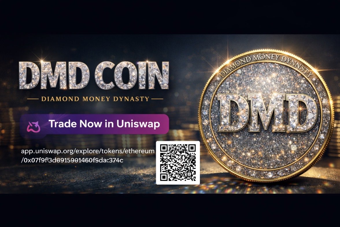 sportsmind001's tweet image. 💎 Introducing DMD — Diamond Money Dynasty  The coin that shines brighter than gold. 🔗 Trade now on Uniswap: app.uniswap.org/explore/tokens…  📲 Scan the QR to join the dynasty. #DMD #Crypto #Ethereum #LuxuryCoin #NFT #Uniswap #DiamondMoneyDynasty