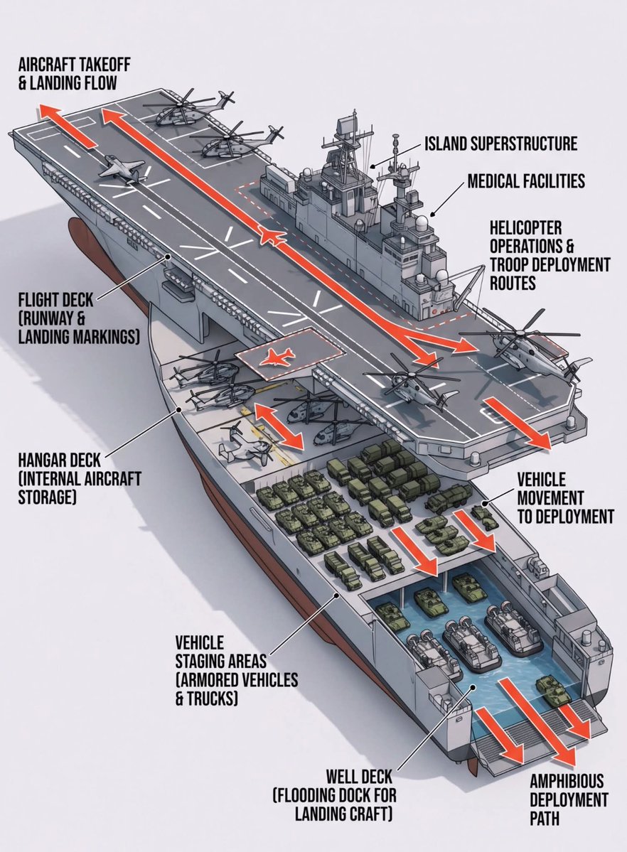 DefenceNewsOfIN's tweet image. Amphibious Assault Ship Deck and Hangar Workflow

#defence #DefenceTechnology #DefenceNews
