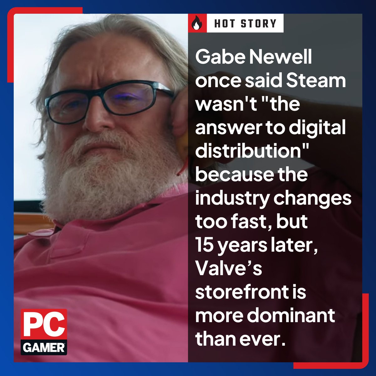pcgamer's tweet image. Newell said things "change dramatically" every two or three years, but not all things, as it turns out.

pcgamer.com/games/gabe-new…

#pcgamer #pcgaming #gabenewell #steam #valve