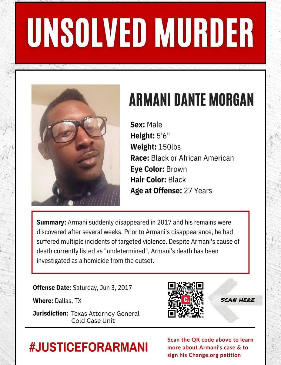 GabbyFind's tweet image. #ArmaniDanteMorgan was killed in 2017 in Dallas, #Texas, yet his case remains unsolved. For years, his family has fought tirelessly for justice.
Please help by sharing Armani’s flyer and LinkTree to ensure his story is not forgotten:
🔗 linktr.ee/ArmaniDanteMor…

#TipTuesday