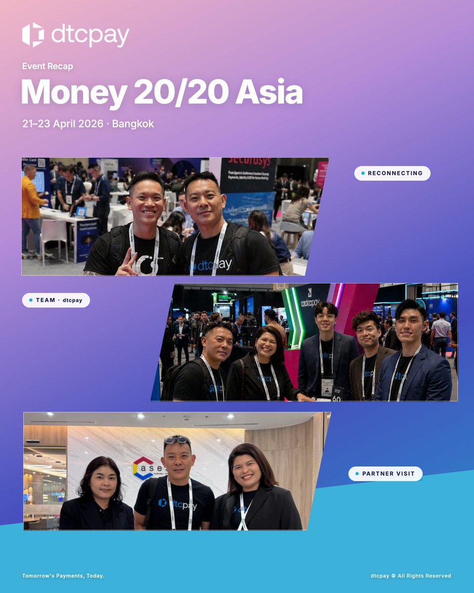 dtcpay_official's tweet image. dtcpay at #Money2020 🌍✨

Convos and networking 🤝
Our SEA, BD &amp;amp; Compliance leads were out connecting with industry heavyweights—pushing for a safer, stronger payments ecosystem.

Good people, great energy, better future 🚀

#dtcpay #Fintech #Payments