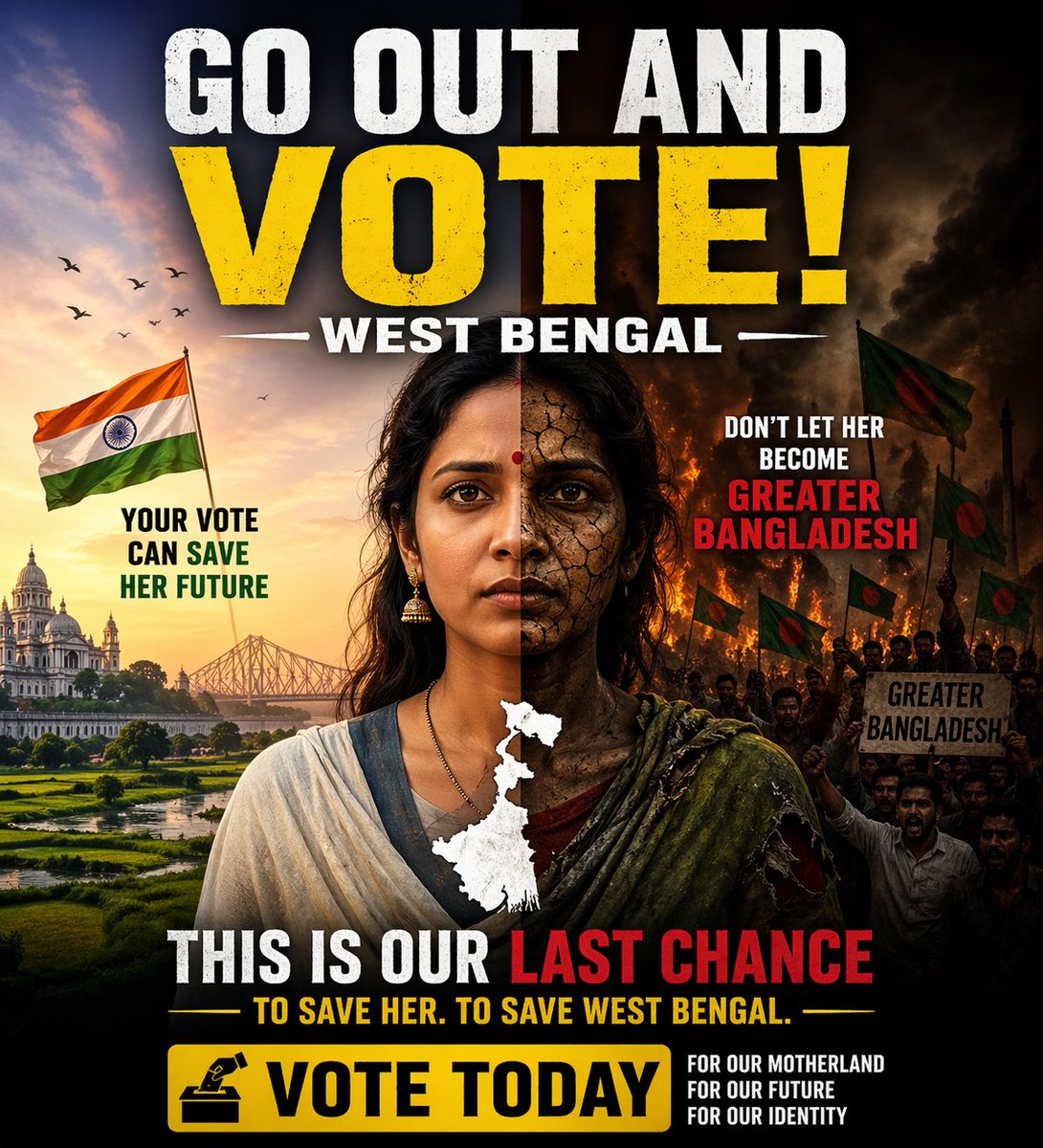 Deblinabose17's tweet photo. Go vote for your future, your existence in WB.
Last chance to stop turning WB into Greater Bangladesh.
#WBElection
#phase2
#Aarkobe https://t.co/MGhbth1BlU