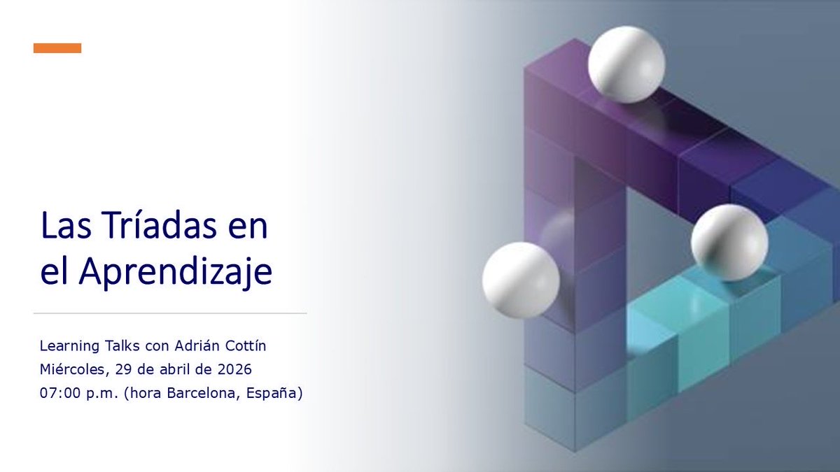 “Las Tríadas en el Aprendizaje” con Adrián Cottín, en sus Learning Talks semanales.
Miércoles, 29 de abril  a las 07:00 p.m. (hora de Barcelona, España)
Regístrate utilizando este vínculo:
facilitadoresvirtuales.com/talks
#educación #Tríadas #aprendizaje #facilitador #aprendizajeacelerado