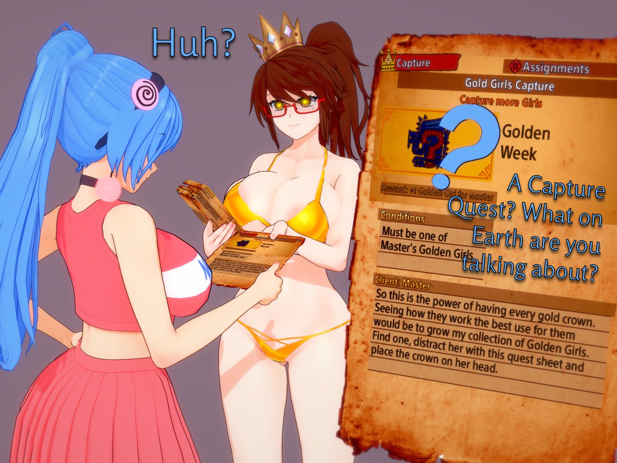 TheHGuyH's tweet photo. Gold Girl Capture
~
For Golden Week I'm going to be doing a few gold themed posts, heres the 1st one
With a vast collection of gold crowns at his disposal the Golden Crown Master tasks his golden girls with a quest to go out and "capture" more girls
Featuring @AnnoHypno's Jasmine https://t.co/OFV40aETau