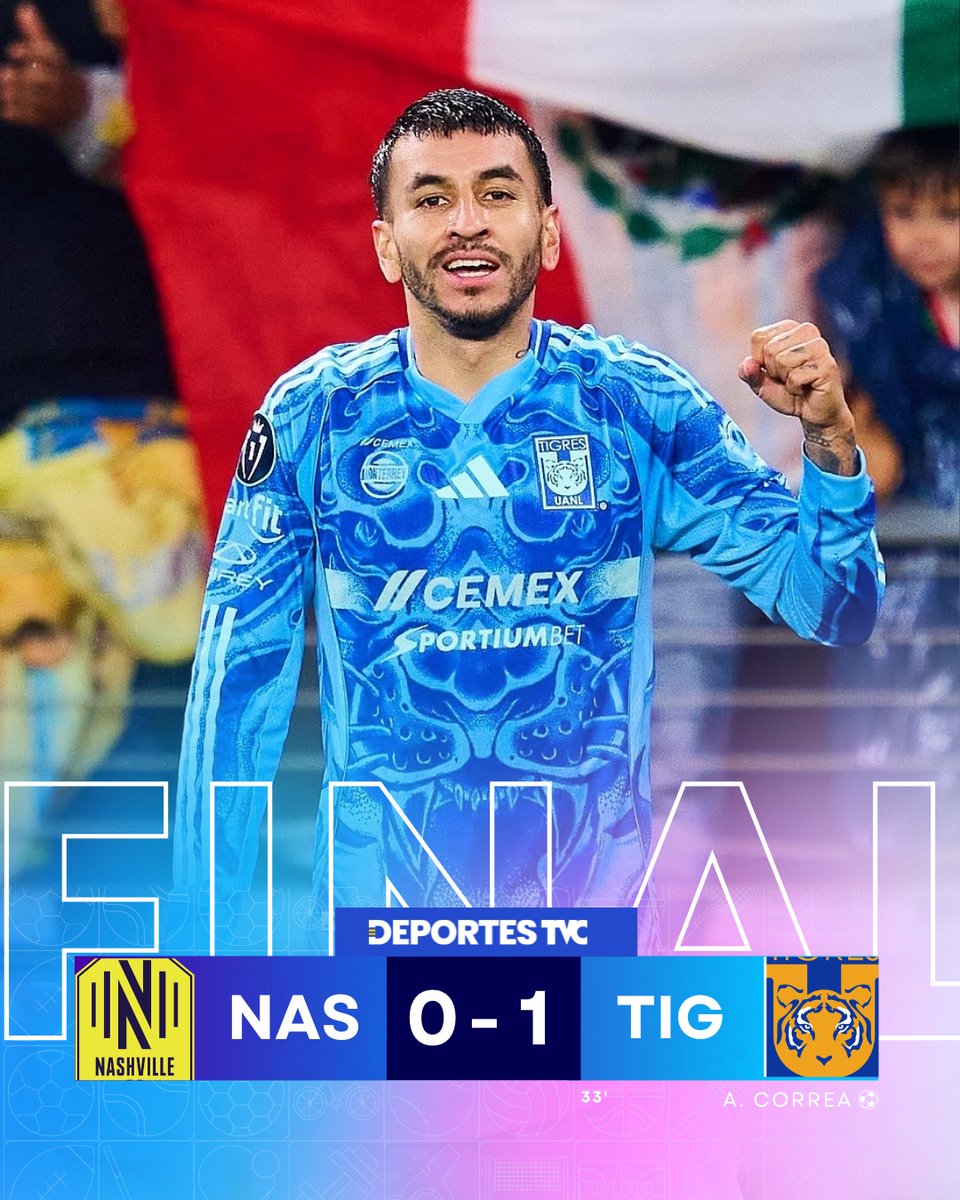 DeportesTVC's tweet image. ⌚90' ¡FINAL! ¡GANARON LOS TIGRES! 🐯🔥

Los mexicanos dieron un fuerte golpe de visita al equipo de Andy Najar y Bryan Acosta, y se van de suelo estadounidense con una importante ventaja para el partido de vuelta. 🏟️

#Nashville 0 - 1 #Tigres
#ConcaChampions #ChampionsCup ⚽🏆