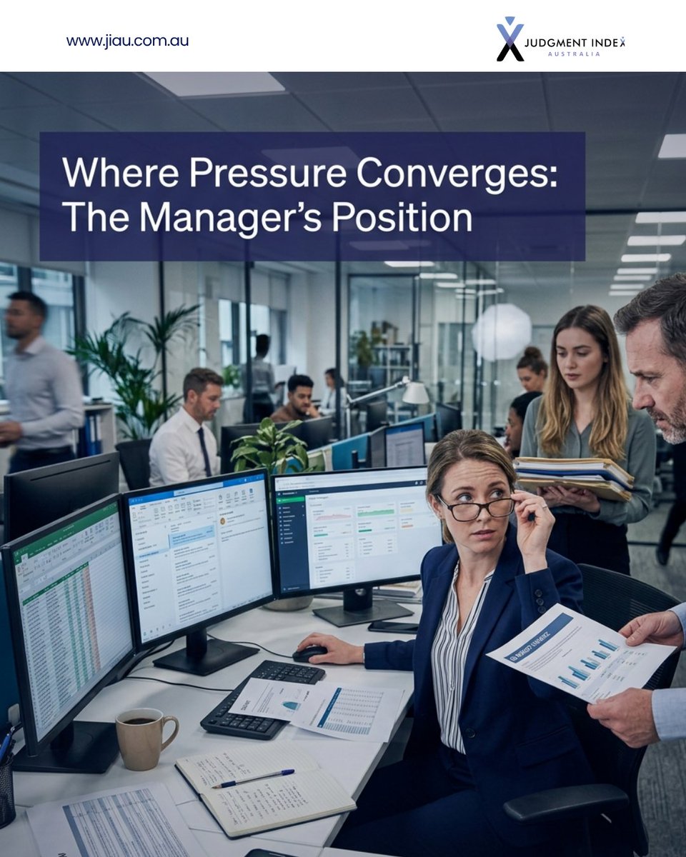 judgmentindexau's tweet photo. Middle managers carry pressure from every direction; leaders, teams, systems, and risks beyond their control.

Without support, even strong managers drift into survival-mode decisions.

That strain stays invisible… until something breaks.

Read More: https://t.co/q8YCBpLosA https://t.co/A6fhMCQHg3