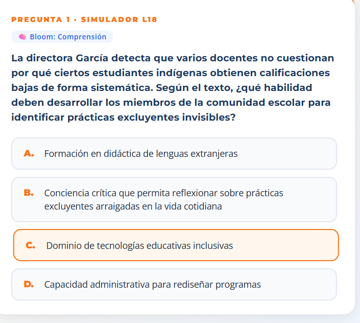 ElprofeCota's tweet photo. ⚠️ ¿Tu liderazgo es realmente inclusivo o solo parece serlo?
🔥 Simulador L18 — Liderazgo Inclusivo para las Escuelas
👉 https://t.co/qT6BSnmc1F
10 preguntas #CENEVAL con casos reales. Sin internet.
#ElProfeCota #MaestrosSinaloa #SoyPRONI https://t.co/MiNaBKVaiV