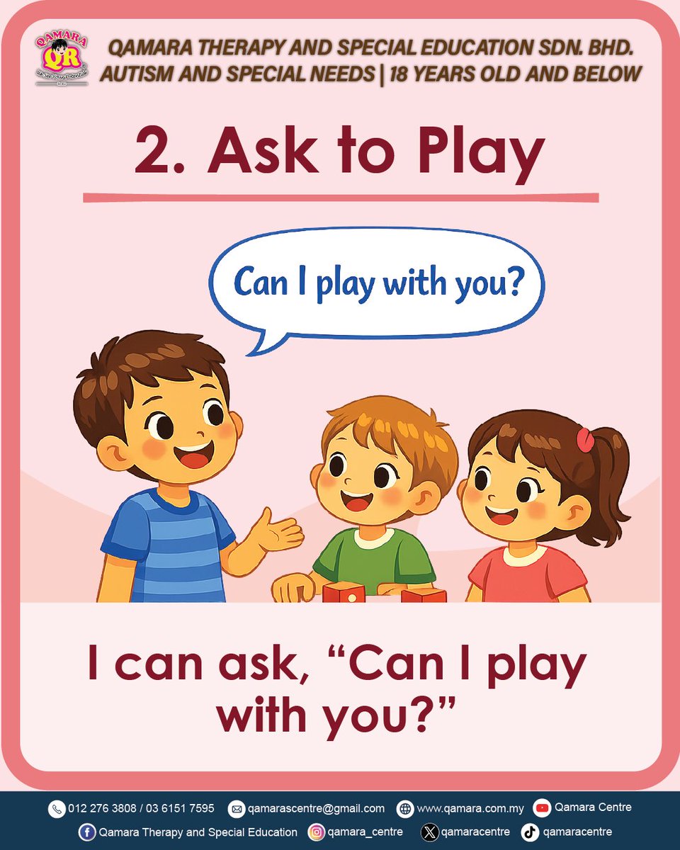 qamaracentre's tweet image. Hi parents! 👋
Learning to make friends starts with a simple “hi” 😊
Small steps like this help build confidence and social skills 💛
#AutismSupport #QamaraTherapyAndSpecialEducation #ParentingTips #SocialSkills #QamaraCentre