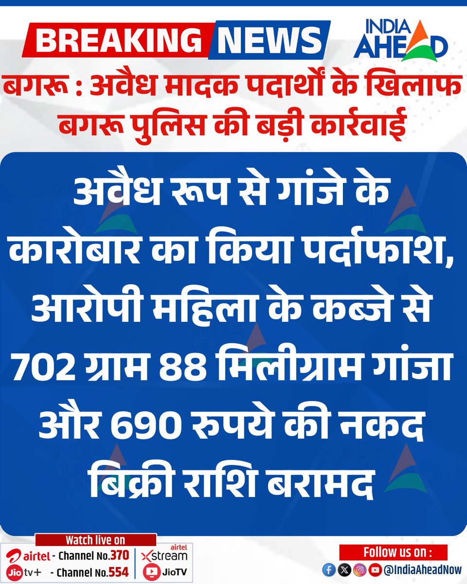 IndiaAheadNow's tweet image. #Jaipur  #बगरू : अवैध मादक पदार्थों के खिलाफ  बगरू पुलिस की बड़ी कार्रवाई

अवैध रूप से गांजे के कारोबार का किया पर्दाफाश....

#Jaipur #Bagru #RajasthanwithIndiaAhead #BreakingNews #LatestNews @jaipur_police