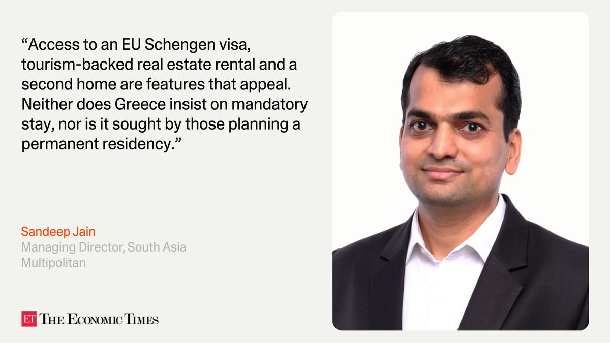 multipolitan's tweet photo. Greece's Golden Visa attracts investors for three reasons: Schengen access, rental income, and a second home in Europe. Relocation is rarely the point.

Read the full article in The Economic Times.

Link: https://t.co/9QsATJk4fQ https://t.co/uHxBwXTfwJ