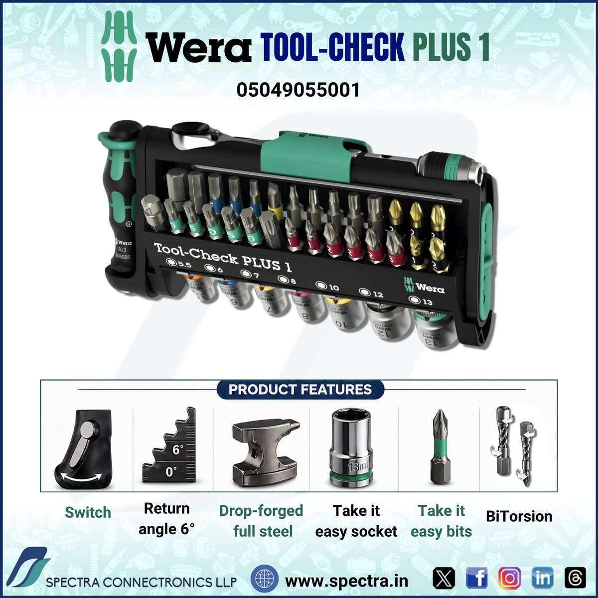 spectra_connect's tweet photo. The Wera Tool-Check PLUS 1 delivers a compact, all-in-one system designed for professionals on the move.🔧🔩

Shop now at- https://t.co/rpWR2c4t28

#totalconnectivitysolutions #spectraconnectronics #wera #weratools #weratoolcheck #toolcheckplus #handtools #toolkit #precisiontools https://t.co/IRFVOzzZHM