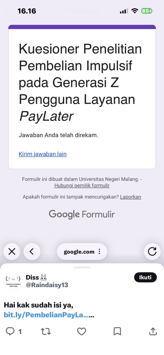 ayo barter isi kuisioner🥺・₊✧ ༘ ⋆🌷 tweet media