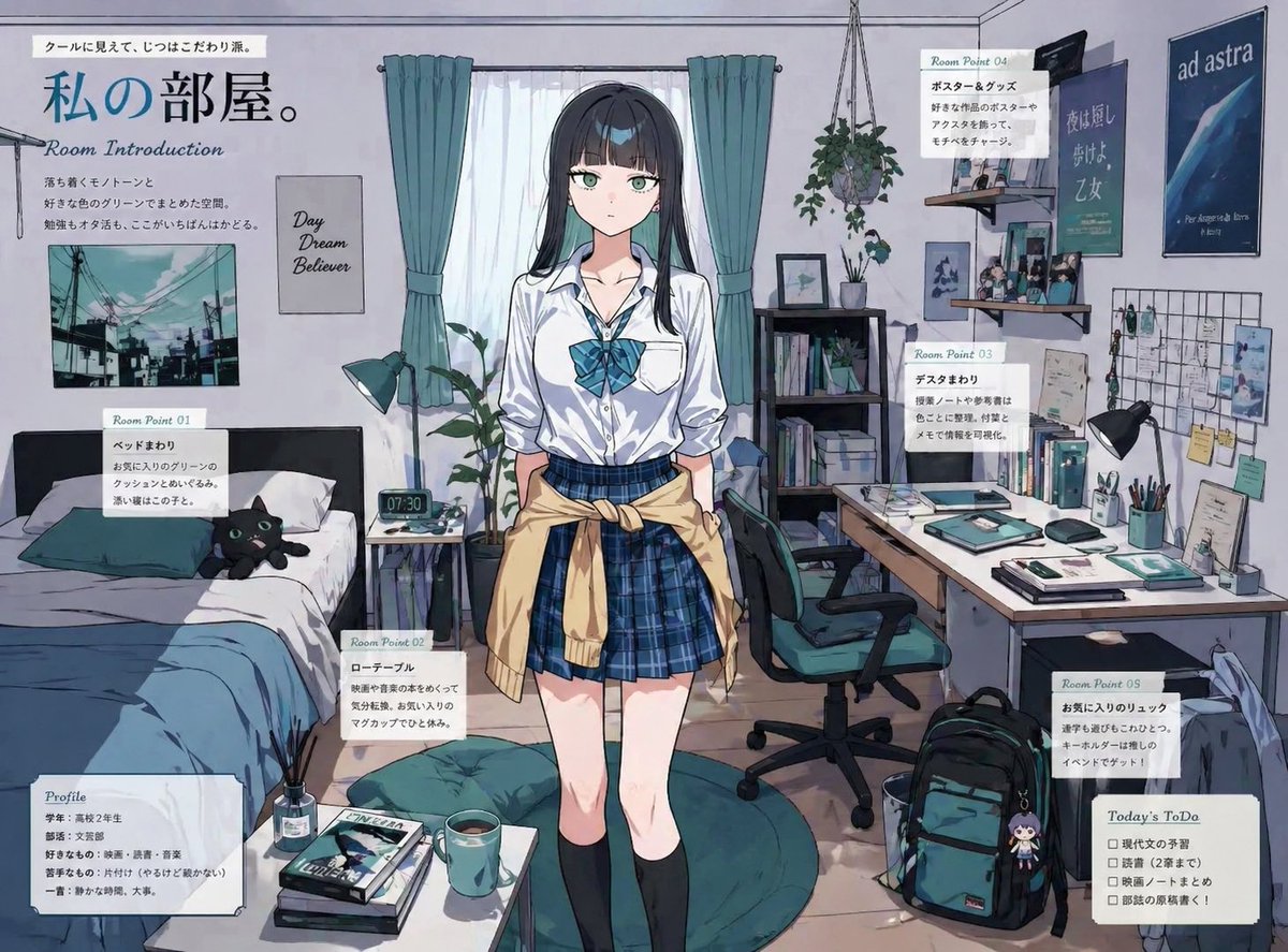 キャラの妄想が膨らむプロンプト（GPT Image 2） 「このキャラの部屋を