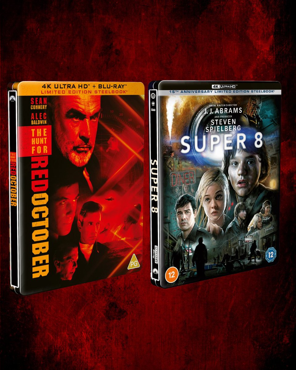 zavvi's tweet photo. Now available to pre-order,

- Super 8 4K Ultra-HD SteelBook
- The Hunt for Red October 4K Ultra-HD SteelBook

Don't miss out - https://t.co/dNSGTautL8 https://t.co/UwLB6eYM4q