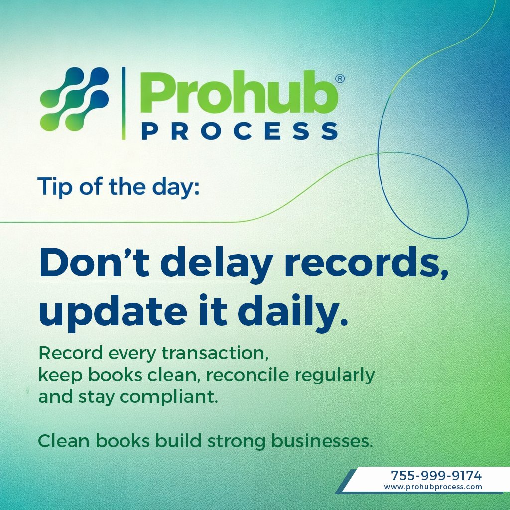 Prohubprocess's tweet image. Don't delay, update records daily!  Clean books build strong businesses. Stay compliant and stress-free with Prohub Process. 
📞 755-999-9174
🌐 prohubprocess.com

#Bookkeeping #Accounting #FinancialClarity #BusinessCompliance #CleanBooks #BusinessGrowth #ProhubProcess