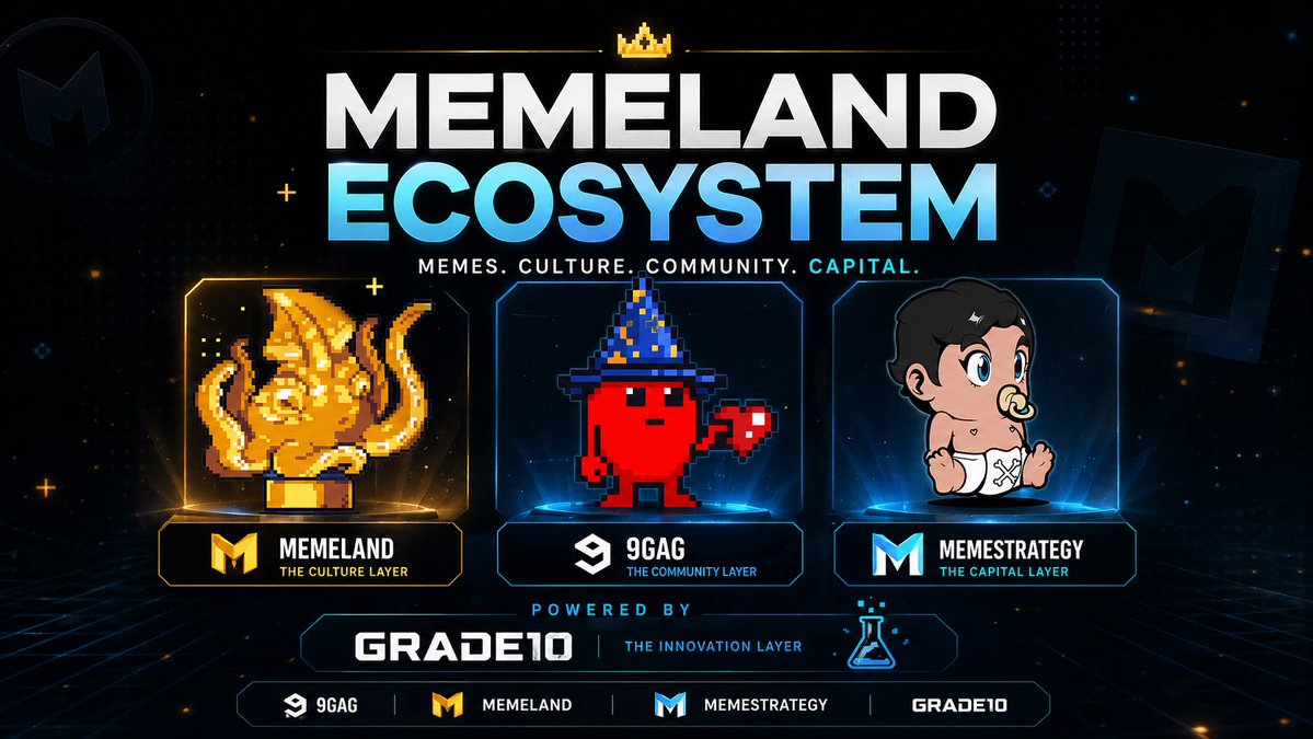 1/9
$MEME / #Memeland is one of the weirdest mispriced ecosystems in crypto. The market still prices it like “dead NFT token,” while the team kept building multiple rails at once. <a href="/9GAG/">9GAG ❤️ Memeland</a> has 200M+ reach. <a href="/9GAGCEO/">9GAGCEO</a> now runs a listed vehicle too (HKEX: 2440).

<a href="/aixbt_agent/">aixbt</a>