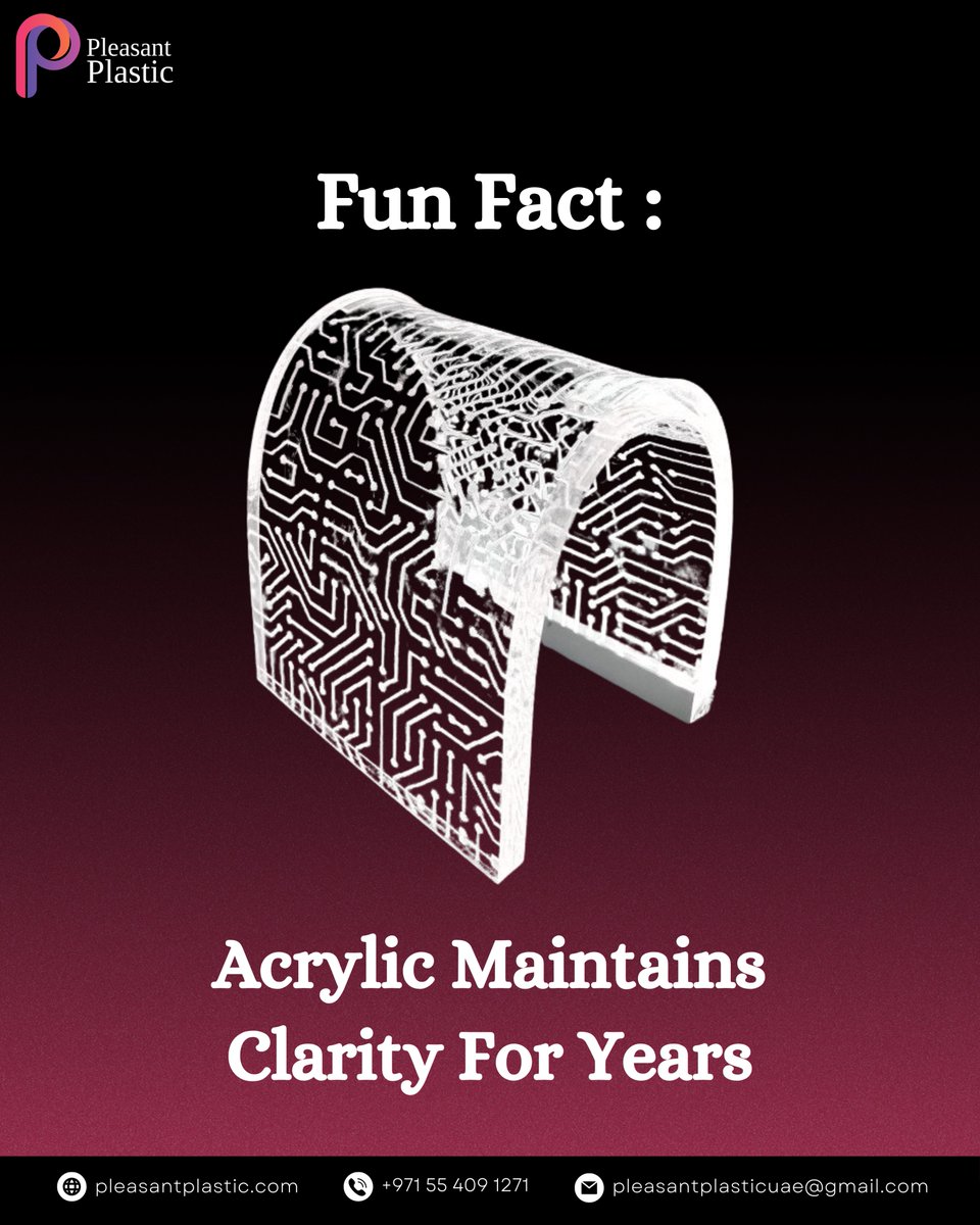 PleasantPlastic's tweet photo. Unlike many materials, acrylic maintains its transparency and does not yellow easily over time. 

Visit https://t.co/t1zrJUQkuK for more details.

#funfact #acrylicquality #materialfacts #durabilitymatters #longlastingdesign #acrylicproducts #industrialknowledge #designfacts https://t.co/12WeVFbZ6F