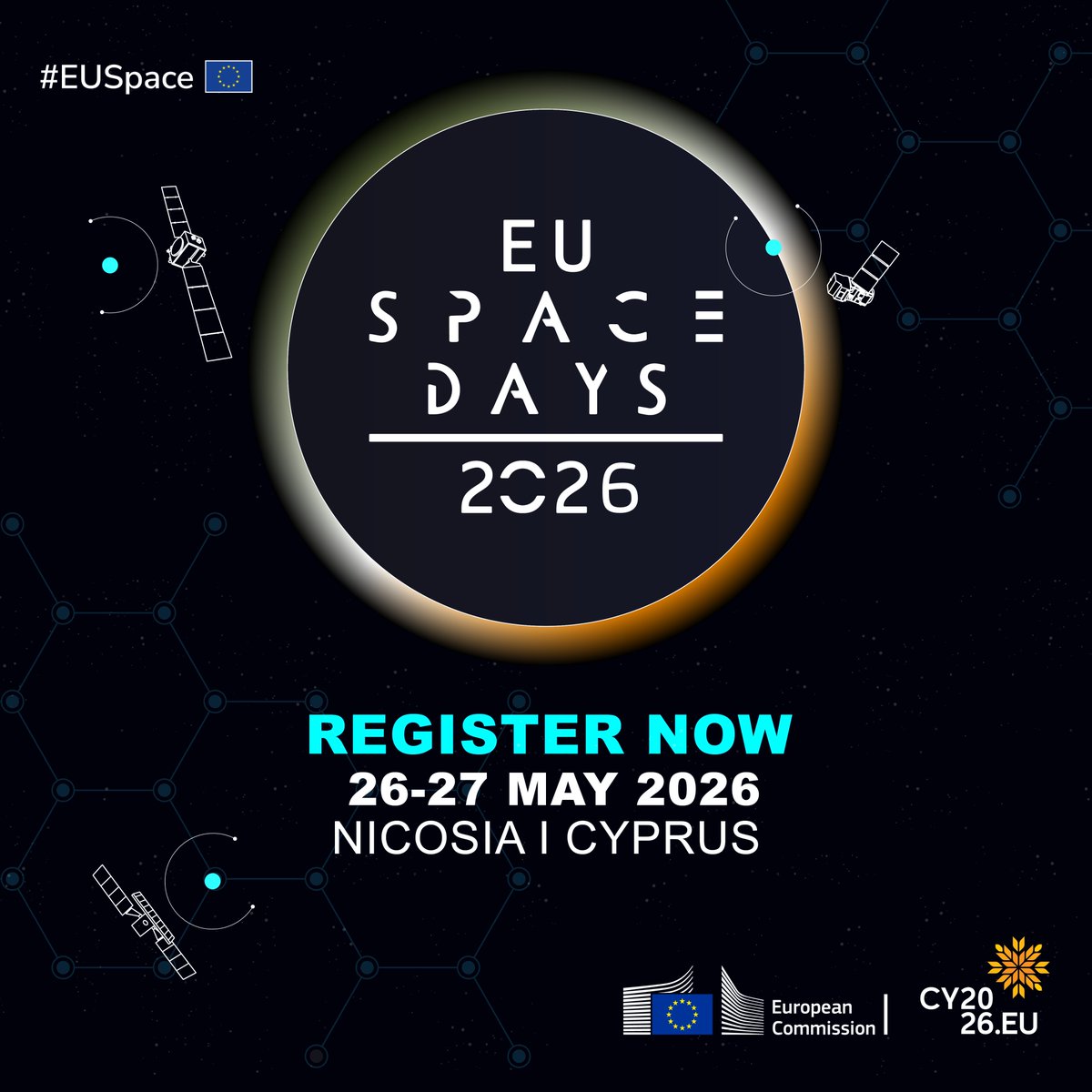 CopernicusCMS's tweet photo. 🚀 Registrations are now open for EU Space Days 2026!
Join policymakers, industry leaders, and innovators in Nicosia to explore the future of Europe’s space sector and the impact of the EU Space Programme.
🔗 Register here: https://t.co/AsohXTC7rO

#EUSpaceDays #CY2026EU #EUSpace https://t.co/5j8Yd7eKi5