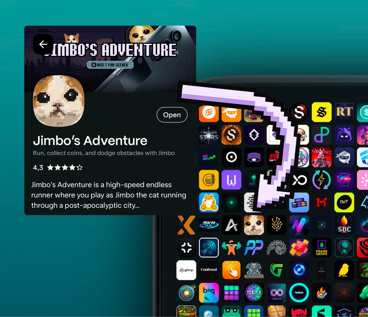See that cute cat face? That’s Jimbo’s Adventures 🐱

Try it now, it’s been live in the Solana dApp Store for over a week