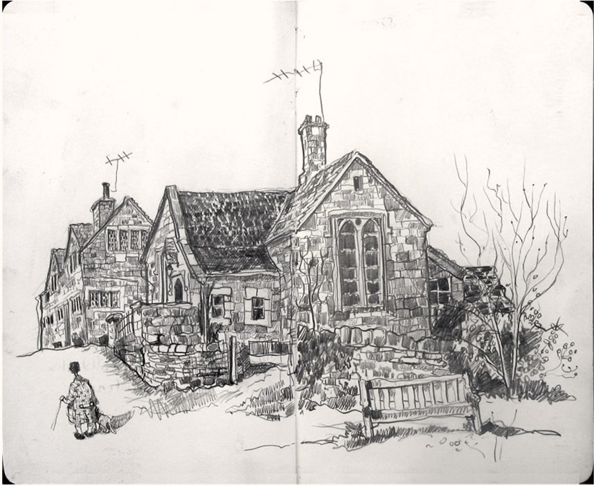 liams_art's tweet image. My #drawing of Upper Slaughter, #Gloucestershire in The #Cotswolds.