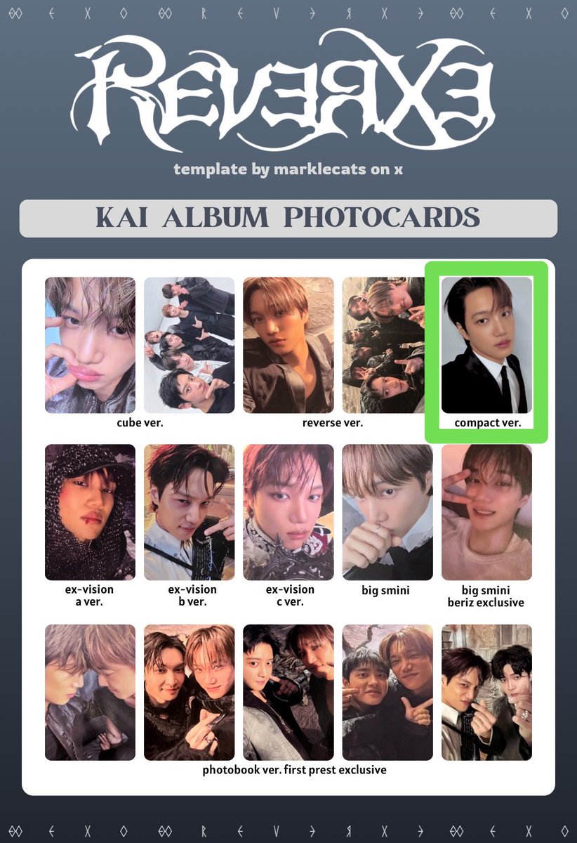 kes73xo's tweet photo. 【交換希望】
EXO REVERXE トレカ

譲　compact ver. セフン

求　compact ver. カイ

5月2日、3日 EXhorizon名古屋会場での手渡し交換希望です
(他会場も日程によっては可能かも)
条件合う方みえましたらよろしくお願いします🙇‍♀️ https://t.co/m0aEzlUv34