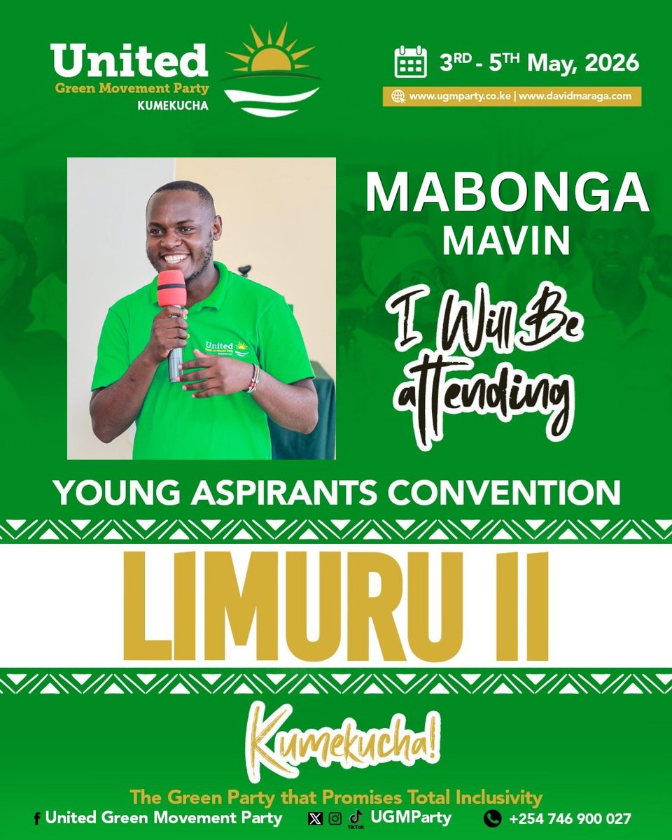 It's that time again, i will be attending the LIMURU II UGM Young Aspirants convention. We are grooming the future by equipping the youth with leadership skills. 

Those who think Maraga will not have   elected leaders in parliament,  we are sending you a warning.