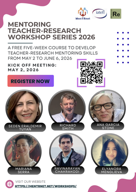 IATEFLResig's tweet photo. The MenTRnet / IATEFL ReSIG Mentoring Teacher-Research workshop series will run from May 2 to June 6 and will focus on developing teacher-research mentoring skills.
 
(Free!) registration is now open at this link: https://t.co/gSeNhewmwV https://t.co/CnrFtWvsxS