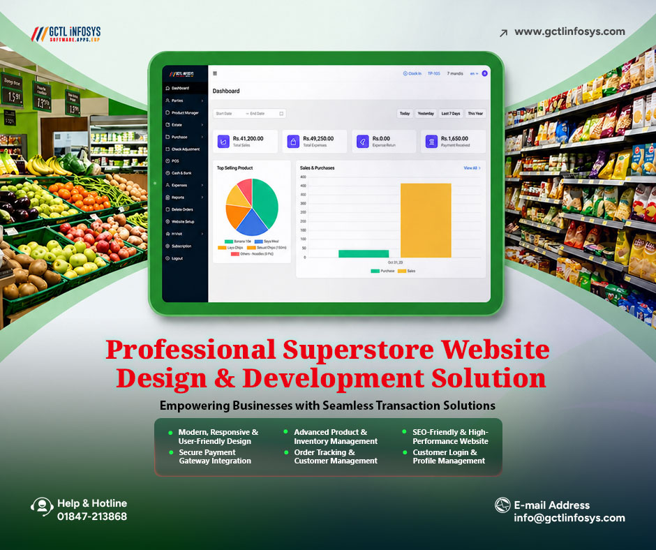 gctl_infosys's tweet image. Professional Superstore Website Design &amp;amp; Development Solution  Scalable, Secure &amp;amp; Sales-Driven eCommerce Platform

🌟 Welcome inquiry!
📞01795-788488 (WhatsApp)
🌐gctlinfosys.com/website-develo…

#GCTLInfosys #SuperstoreWebsite #OnlineStore #DigitalBusiness #OnlineShopping
