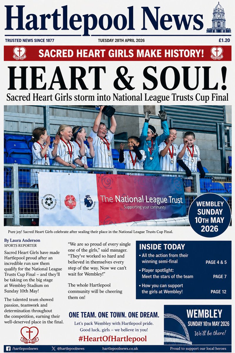 BenTalbot1982's tweet image. @Savmarshall1 Sacred Heart Girls are off to play at Wembley next weekend, representing Pools.  We will be going live on our Facebook page. It would be great if you could retweet so your followers can support us. facebook.com/share/1LDzEqui…

#utp 
#Hartlepoolunited
#hergametoo