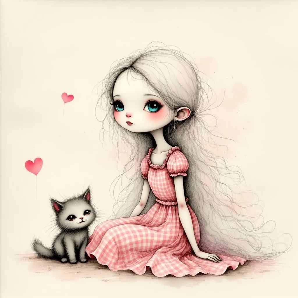 ratedpforpotato's tweet image. #art #cat #woman