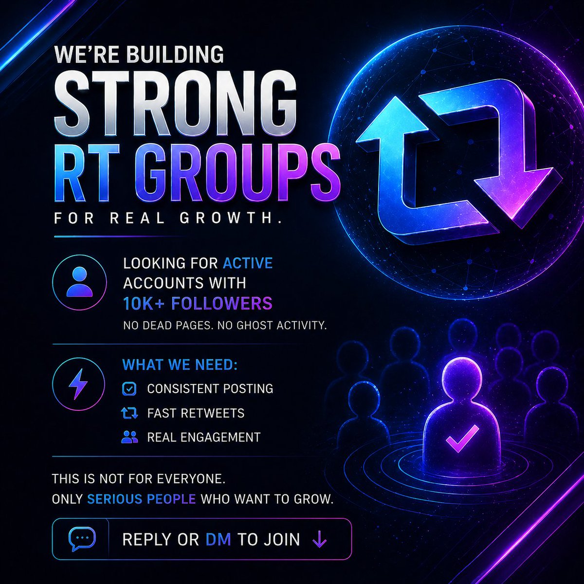 BolmanEich95543's tweet photo. 🔥 Building powerful RT groups for real growth.

👇 Join us • Follow 👇
https://t.co/ob3wyoU94F

Looking for ACTIVE accounts with 10K+ followers
No inactive pages. No fake engagement.

💎 What we expect:
— consistent posting
— quick retweets 1/3
— real interaction

This isn’t for everyone.
Only those serious about growth.

👇 Join us • Follow 👇
https://t.co/ob3wyoU94F
