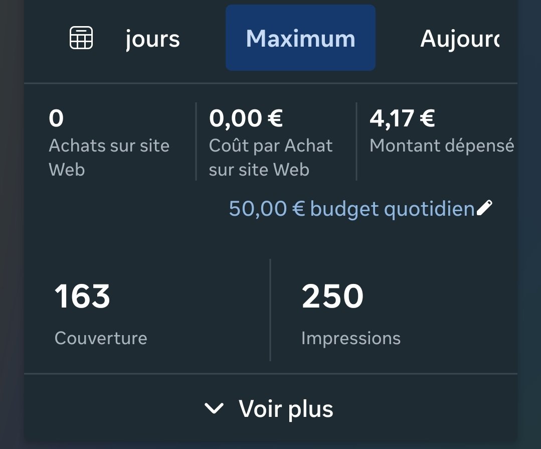 cryptostreetoff's tweet photo. J'ai donc relancer une campagne avec + de créa, uniquement sur le marché français, et j'ai utiliser 1 seul ad copie simple, pour toutes les créa, pour l'instant je vois que meta dépense moins et pour + d'impression, voyons voir ce que ca donne d'ici ce soir ! #meta #ecom #shopify https://t.co/NaKYyOuht1
