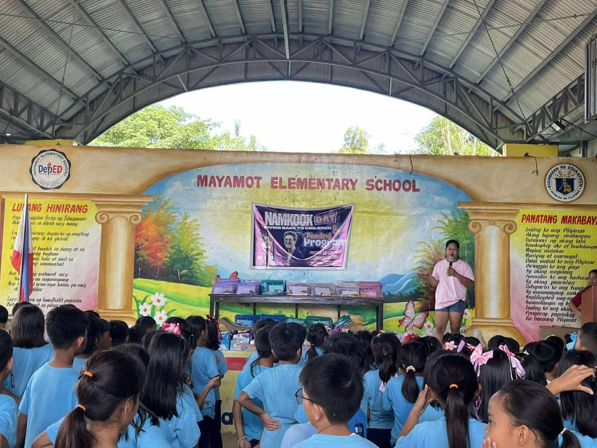VirginiaAl22306's tweet photo. We’re so happy to share that our NAMKOOK DAY – Giving Back to Children and Feeding Program was a huge success! 🥳 A total of 155 students, 10 teachers, and 20 volunteers came together to make this day extra special😍😍💜

Big thanks to everyone, 
#sumakses_sa_namkookdau
Sept-2025 https://t.co/fYtS6YBiql