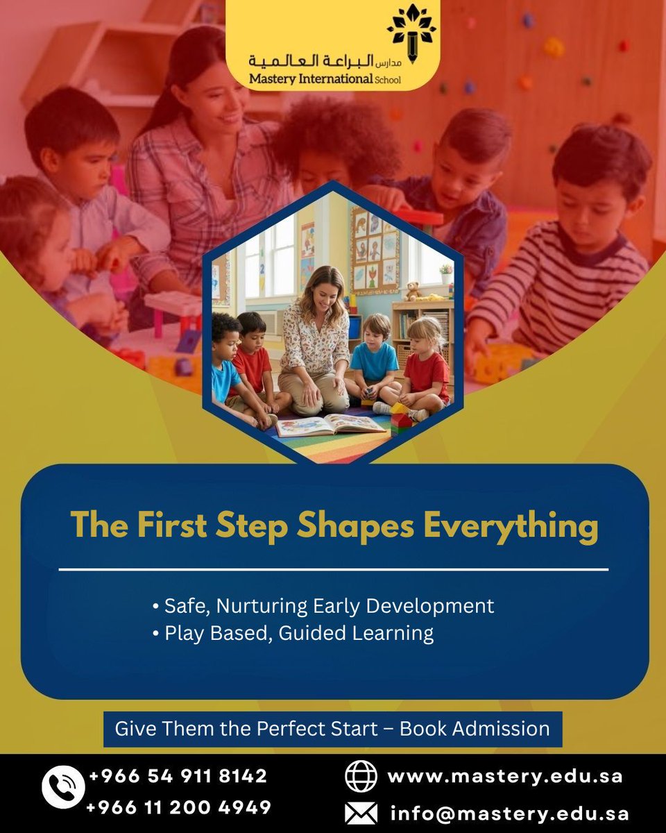 mastery_sch's tweet image. The first step shapes everything! At Mastery International School, we offer a safe, nurturing environment to foster early development with play-based, guided learning. 
#EarlyEducation #PlayBasedLearning #NurturingDevelopment #MasterySchool #PerfectStart
