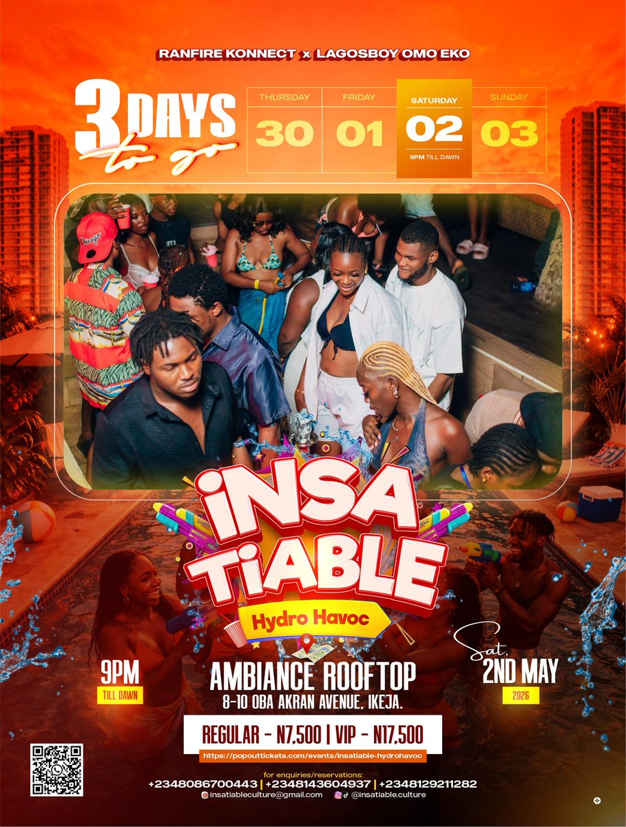 AkaniVictor2's tweet photo. My party remain 3days oo 🤲❤️
This one gonna be lit 🔥🔥🔫💦 @tee_ranfire @_belikebaddy @_DuroJaiyeJnr https://t.co/t9quFJ7Lbo