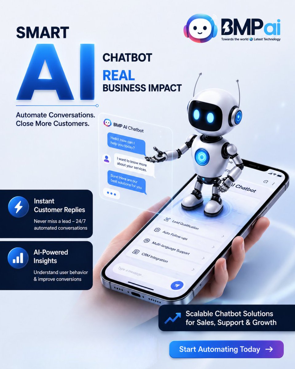 bmpai_community's tweet image. BMP AI Chatbot doesn’t. ⚡

It engages, qualifies, and converts — instantly.

💬 24/7 automated conversations
📈 More leads, better conversions
🤖 AI that actually works for your business

Start automating. Start growing. 🚀

#BMPAI #AIChatbot #LeadGeneration #BusinessGrowth