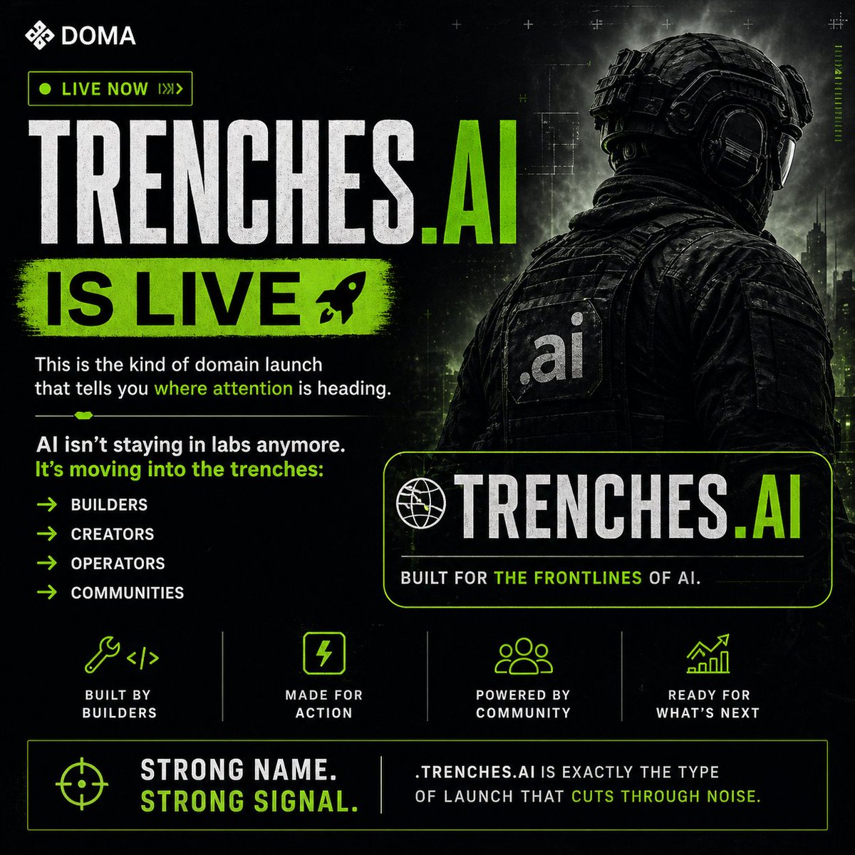 heyCamels's tweet photo. https://t.co/rINwsAWIWv is LIVE on Doma Protocol 

For the builders. For the grinders. For everyone in the trenches.

Own the name. Own the future.

Get in the trenches now!!!
@domaprotocol @D3inc https://t.co/IQP4verETZ