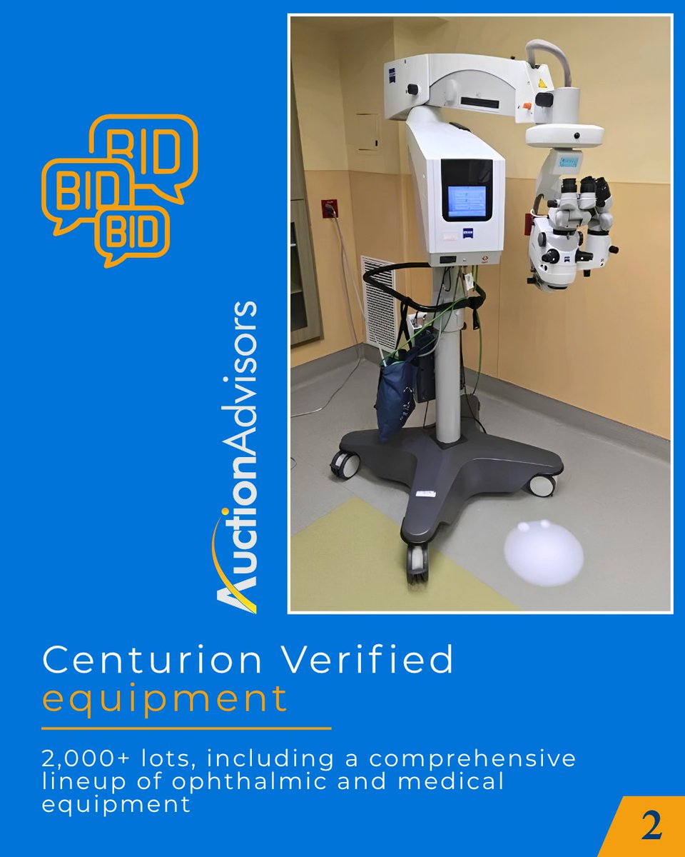 AuctionAdvisors's tweet photo. Court Ordered Liquidation of NY Eye Care Centers | AuctionAdvisors   
2,000+ lots of ophthalmic and medical equipment available via online auction.   
Online Auction 
📅 Opens: May 1 | 8:00 AM CT 
📅 Ends: May 5 | 9:00 AM CT 
🔗 https://t.co/mqYfmXJb9j 
#AuctionAdvisors https://t.co/lcwj9ySvov