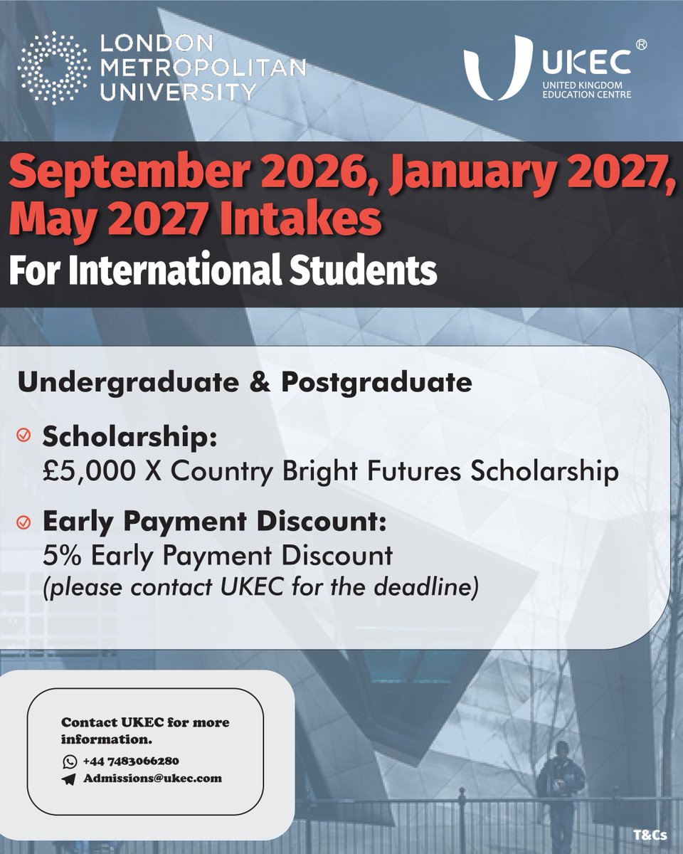UKECcounsellor's tweet image. #LondonMetropolitanUniversity is now accepting applications from #internationalstudents for #Undergraduate and #Postgraduate programmes.

WhatsApp: +44 7483 066280

#StudyInLondon #StudyInTheUK #WeAreUKEC #TeamUKEC #UKEC